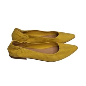 Kaari Blue Mustard Yellow Women's Faux Suede Pointed Toe Flats Size 9.5